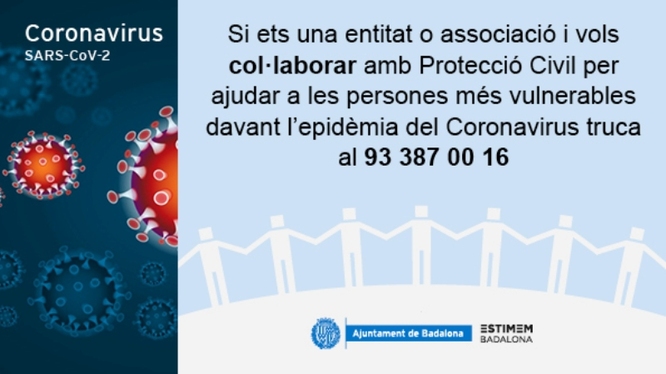 Protecció Civil de Badalona posa en marxa un punt d'atenció telefònica per coordinar les xarxes solidàries arran la crisi del coronavirus