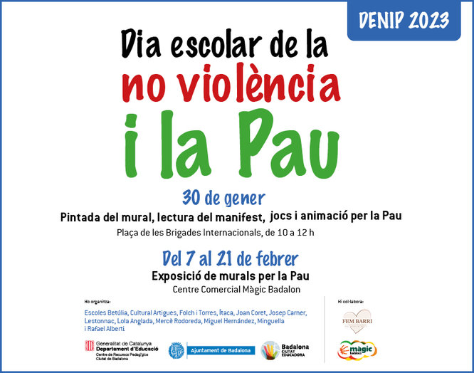 Dilluns 30 de gener Badalona celebra el Dia Escolar de la No Violència i la Pau