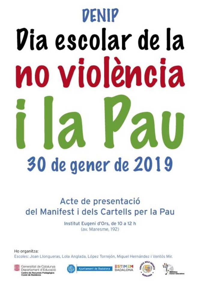 Les escoles de Badalona celebren aquest dimecres el Dia Escolar de la No Violència i la Pau