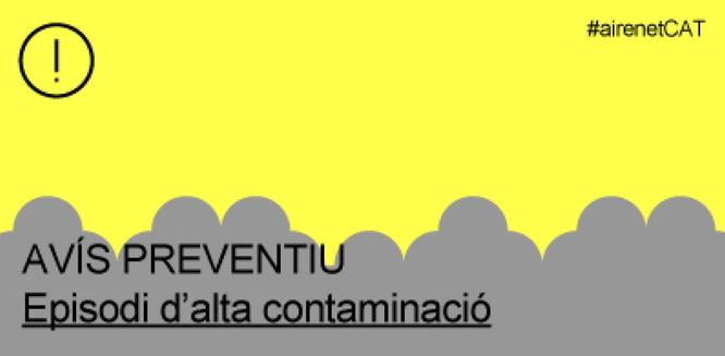 La Generalitat manté activat l'avís preventiu per contaminació atmosfèrica a tot Catalunya
