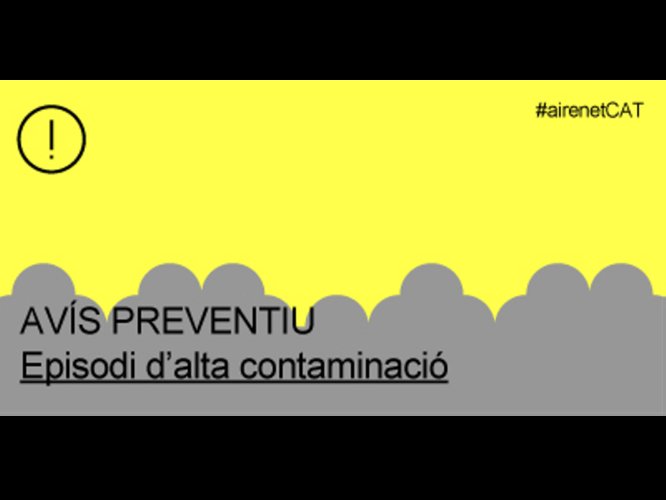 La Generalitat estén l'avís preventiu per contaminació per partícules a tot Catalunya