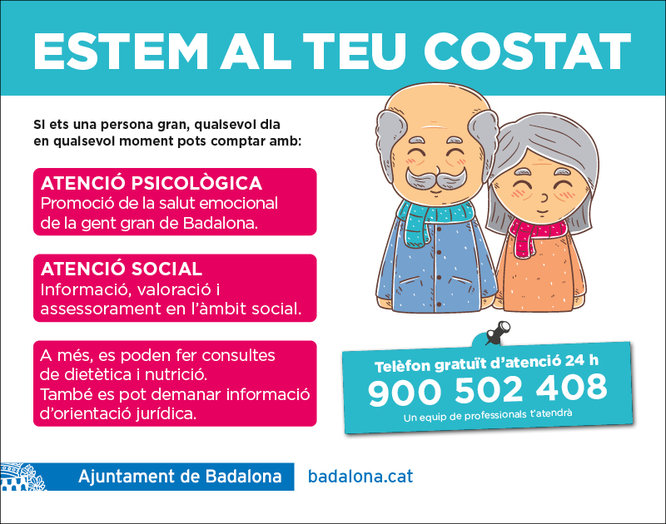 El telèfon gratuït 900 502 408 ofereix suport psicològic i social a la gent gran de Badalona