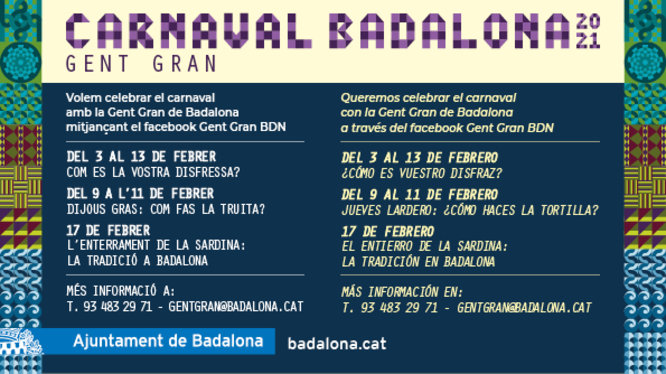 L’Ajuntament de Badalona convida a la gent gran de la ciutat a celebrar el carnestoltes a través de les xarxes socials