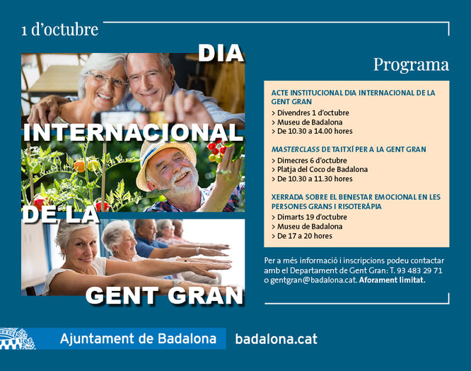 Badalona commemora divendres 1 d’octubre el Dia Internacional de la Gent Gran