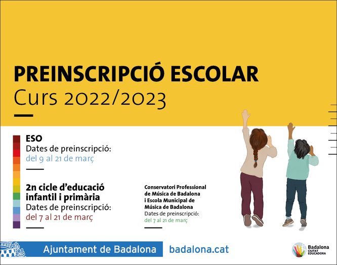 Avui comença a Badalona la campanya de preinscripció escolar per al curs 2022-2023