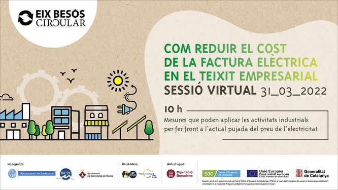 El projecte Eix Besòs Circular organitza una sessió informativa virtual sobre com poder reduir la factura elèctrica en el teixit empresarial
